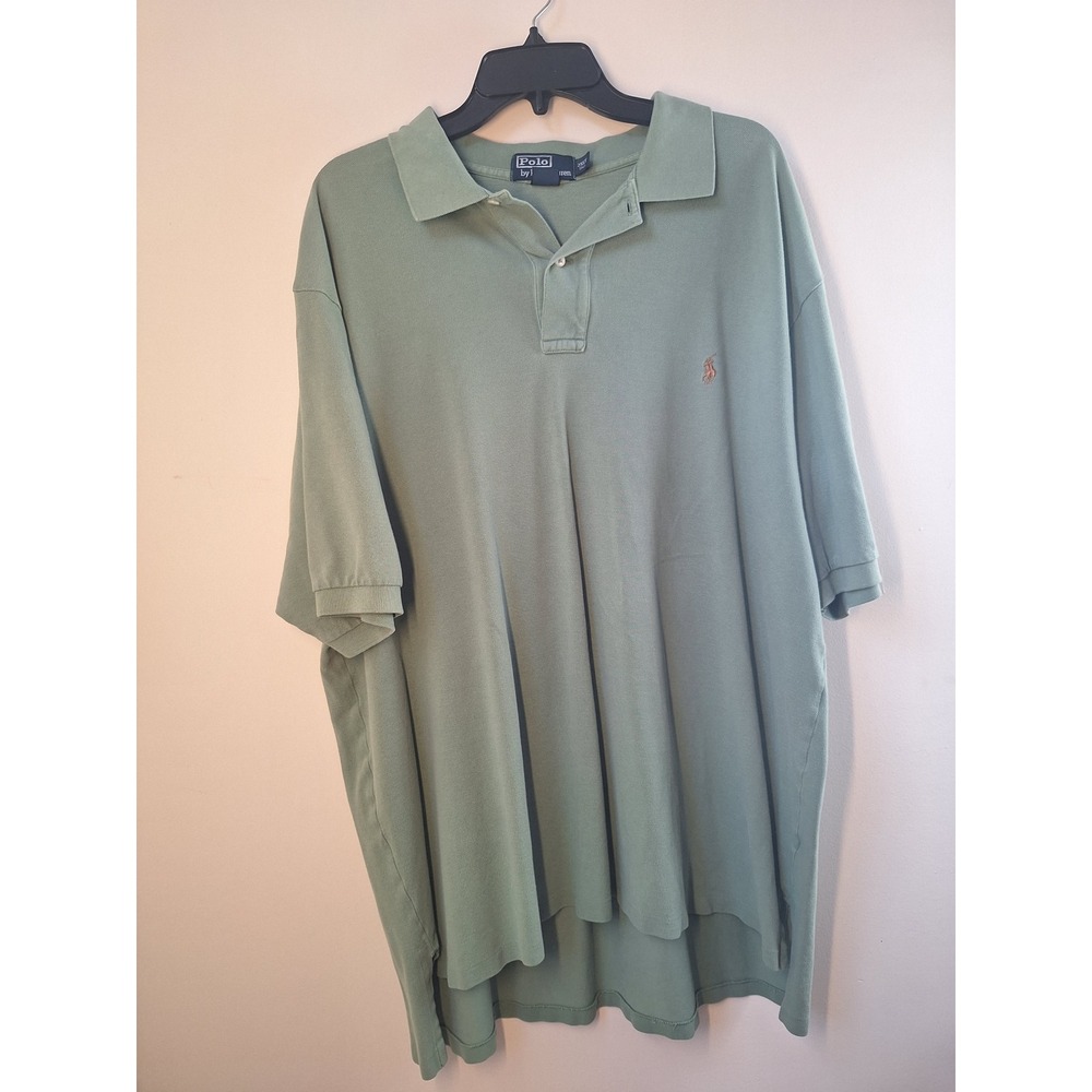 Polo Ralph Lauren Mens 2XLT Tall Sage Green Pique Cotton Short Sleeve Golf Polo